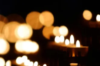 tealight candle lit up