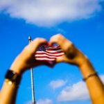 human hands and us flag