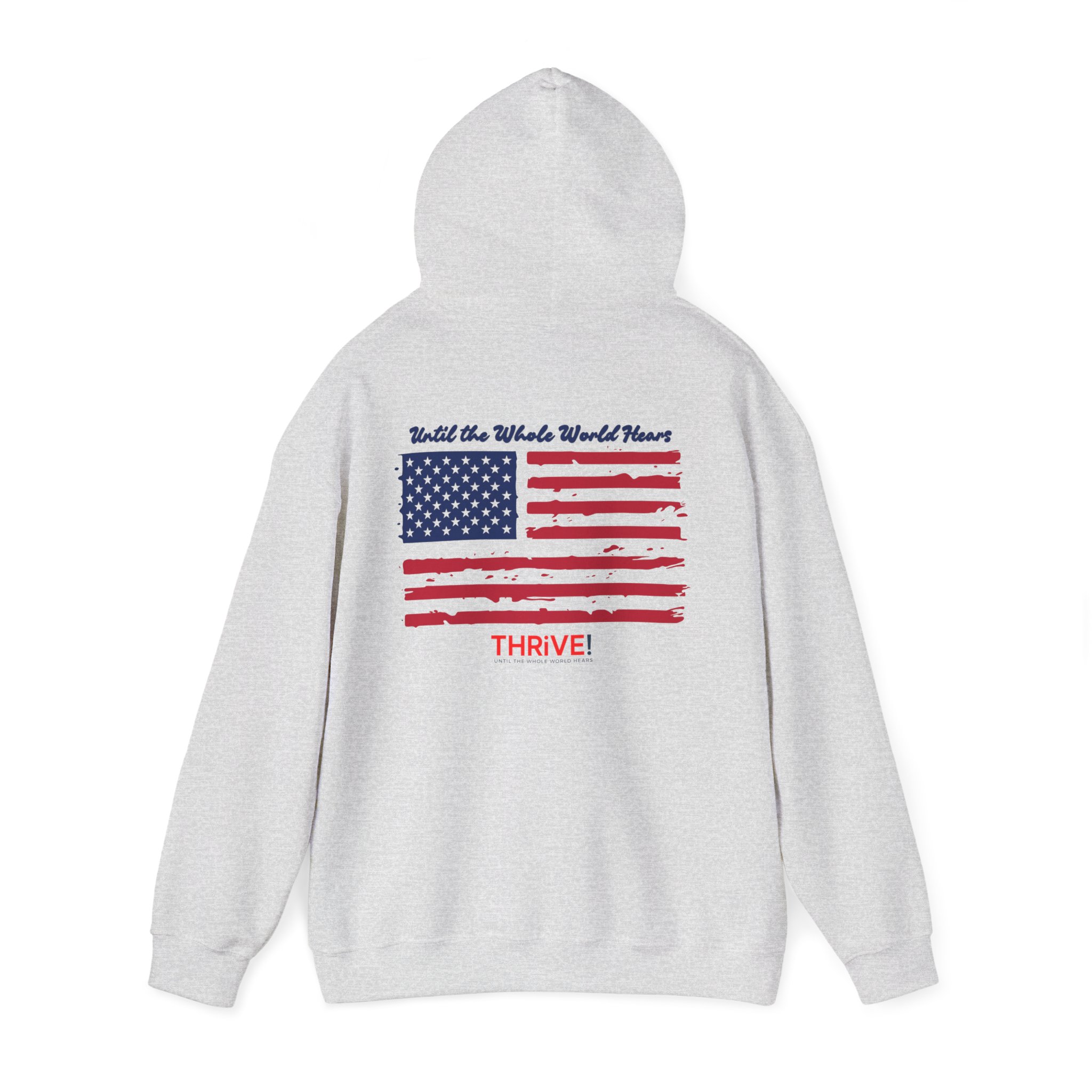 An American Awakening - THRIVE! Flag Hoodie – American Flag Pullover - Image 3