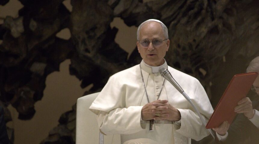 Pope Leo speaks in St. Peter’s Square in Vatican City on Palm Sunday, condemning war as U.S. leaders defend prayer for military service members.