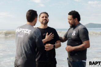 Leaders in Brazil baptize a believer as part of Baptize the World, a global movement that has inspired nations to join together in unity and take ownership of bringing public declarations of faith to their own communities.
