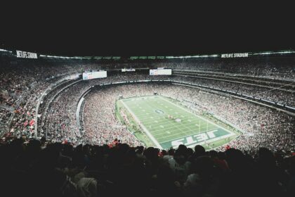 A packed stadium during an American football game