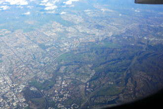 Aerial view of the University of California, Irvine campus