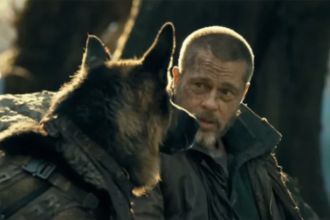 Brad Pitt and dog in Heart of the Beast