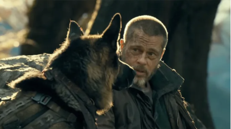 Brad Pitt and dog in Heart of the Beast