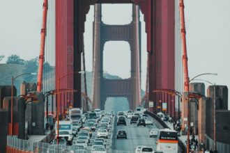 Cars traveling on a highway under new federal fuel economy standards