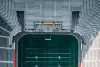 College football stadium and field