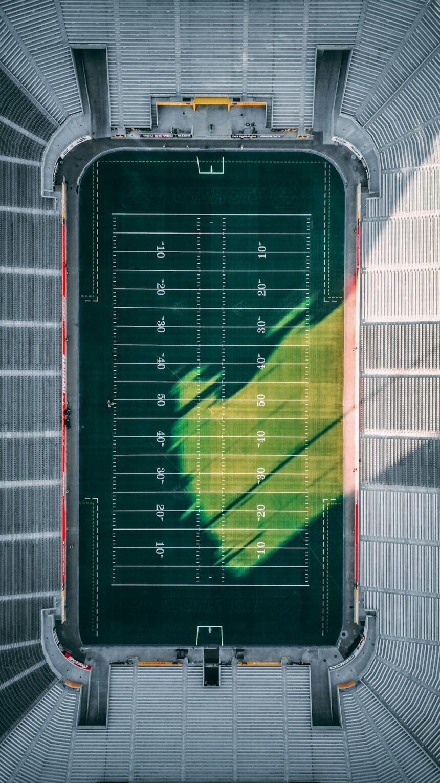 College football stadium and field