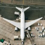 Commercial passenger aircraft at an airport