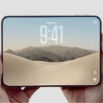 Concept illustration of a foldable iPhone opened to show its wide interior display