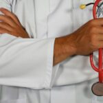 Doctor and stethoscope representing hospital medical care