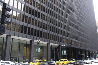 Entrance to the Dirksen United States Courthouse in Chicago.