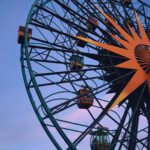 Ferris wheel at sunset, illustrative photo