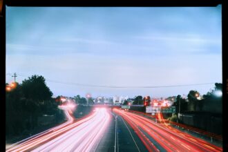 Highway traffic at night