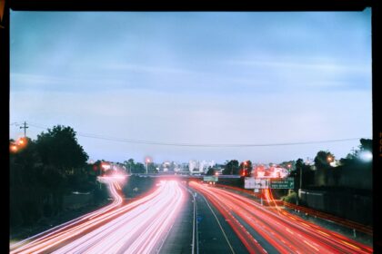 Highway traffic at night