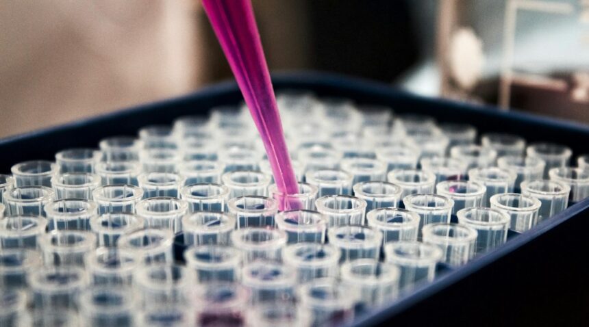 Laboratory test tubes used in biotechnology research