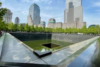 New York City skyline near the September 11 Memorial