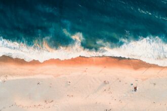 Ocean waves breaking along the Southern California coast