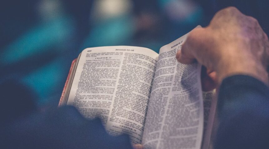 Open Bible being read during a church study