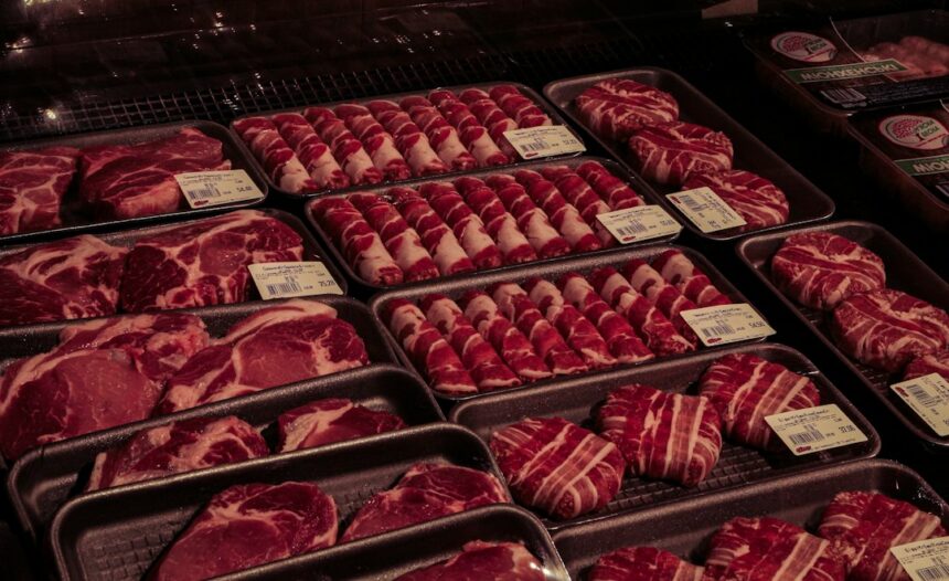 Packaged raw meat representing a nationwide meat recall