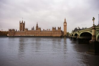 Palace of Westminster and Big Ben across the River Thames in London