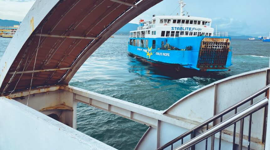 Passenger ferry traveling across open water in the Philippines