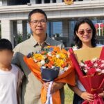 Pastor Lian Xuliang pictured with his family after returning home in Xi'an, China