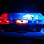 Police emergency lights at night
