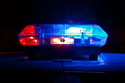 Police emergency lights at night