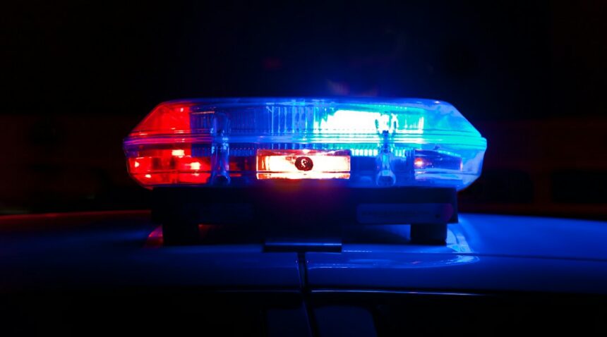 Police emergency lights at night