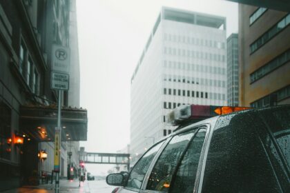 Police patrol vehicle on a city street