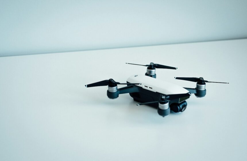 Quadcopter drone in flight