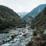River and mountains in Nepal, used as an illustrative image for catastrophic flood and relief coverage
