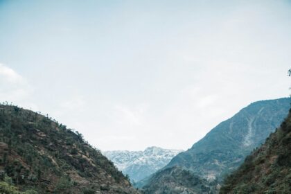 River and mountains in Nepal, used as an illustrative image for catastrophic flood and relief coverage