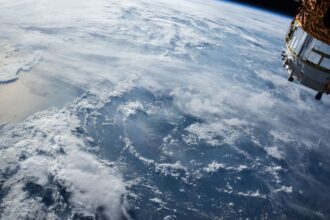 Satellite orbiting above Earth