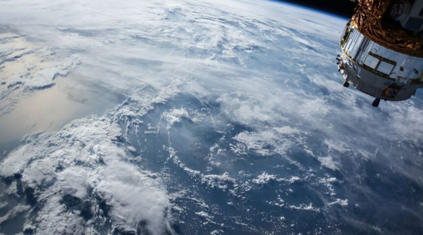 Satellite orbiting above Earth