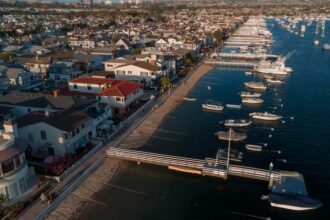 Small boat on the ocean off the Southern California coast