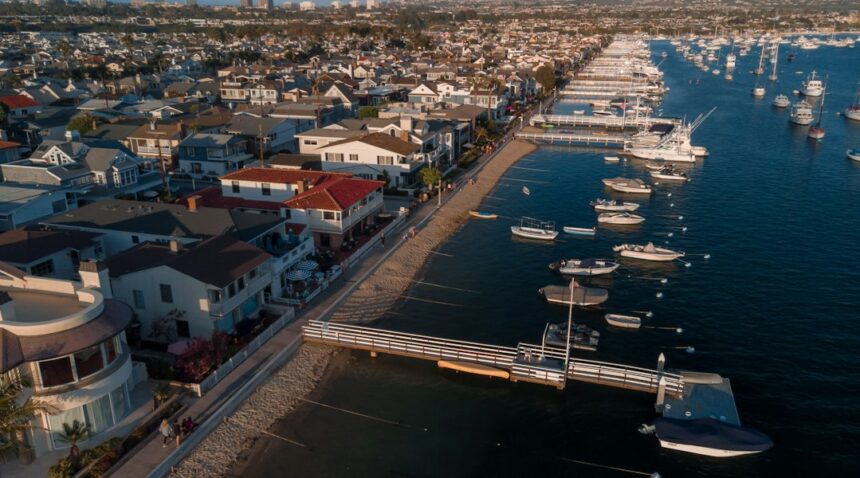 Small boat on the ocean off the Southern California coast