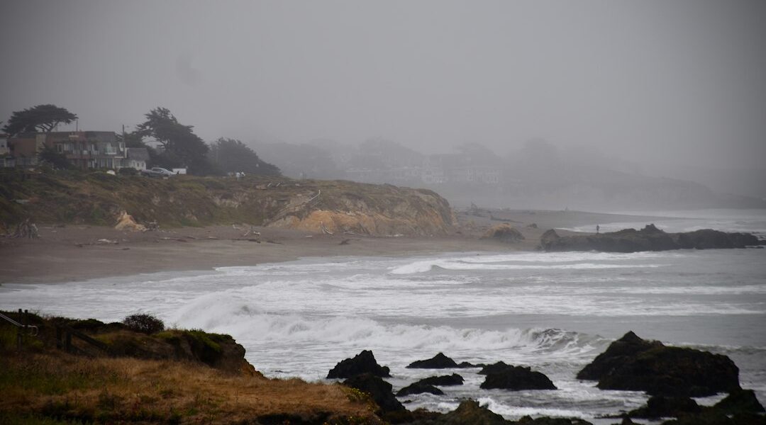 Stormy waves and coastal erosion along the Orange County coastline