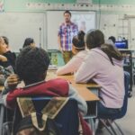 Students in a classroom during a presentation