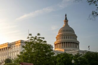 The United States Capitol at golden hour in Washington, D.C.