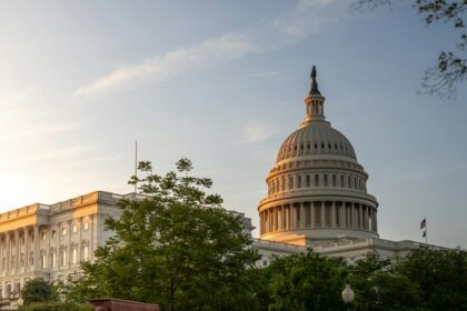 United States Capitol in Washington at sunset