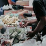 Volunteers sorting food donations