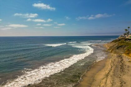 Waves breaking along the Southern California coast