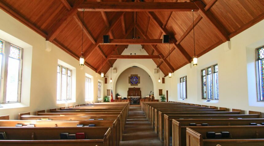 Church interior; illustrative photograph, not a still from the documentary