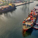 Container ship on the water; illustrative photograph