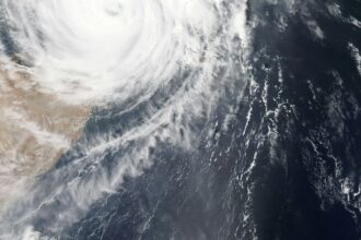 File satellite photograph of a storm; not Hurricane Isaias