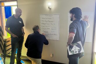 First Baptist Church Wagoner staff assess missionary support at the Sending Church Lab. IMB photo.