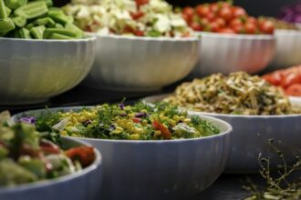 Illustrative bowls of buffet food; not the planned Fountain Valley Souplantation restaurant.