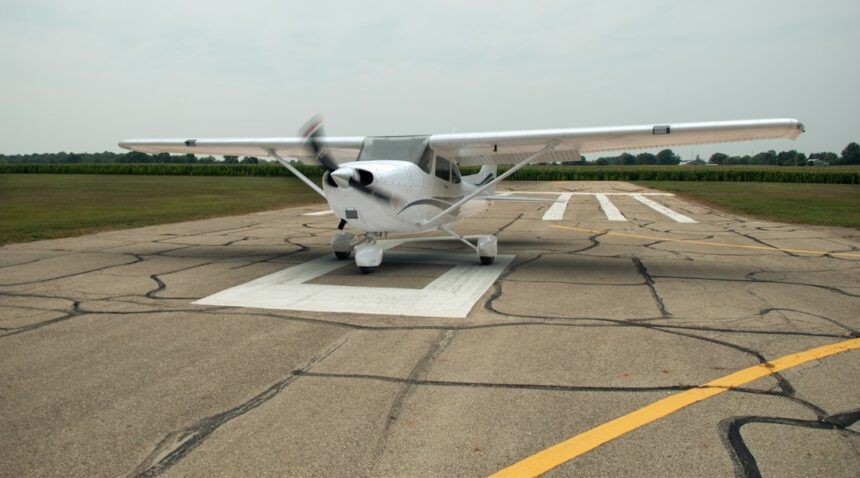 Small aircraft on an airport tarmac; illustrative photograph, not Jim Streit's aircraft